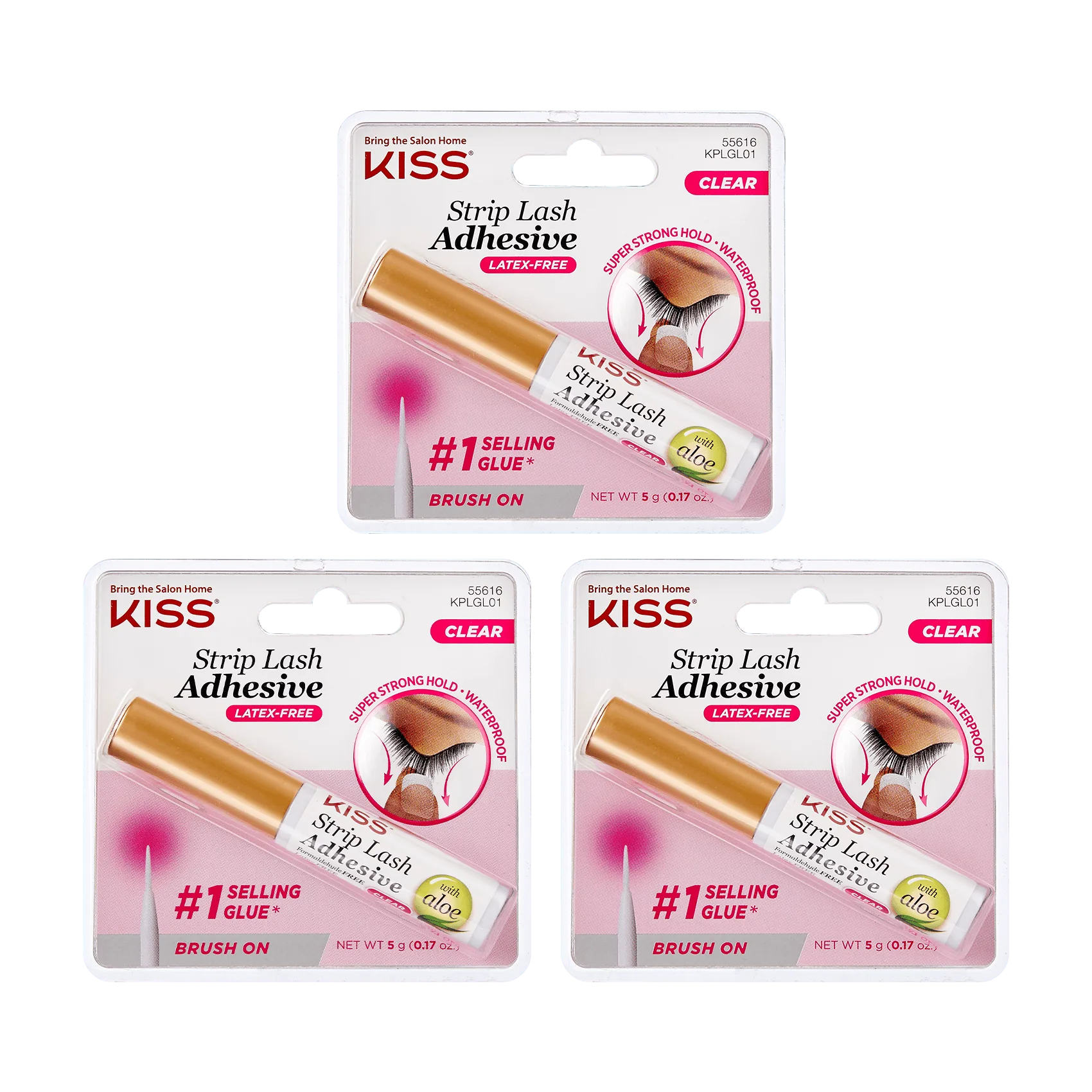Kiss Strip Eyelash Adhesive Clear - 3-Pack