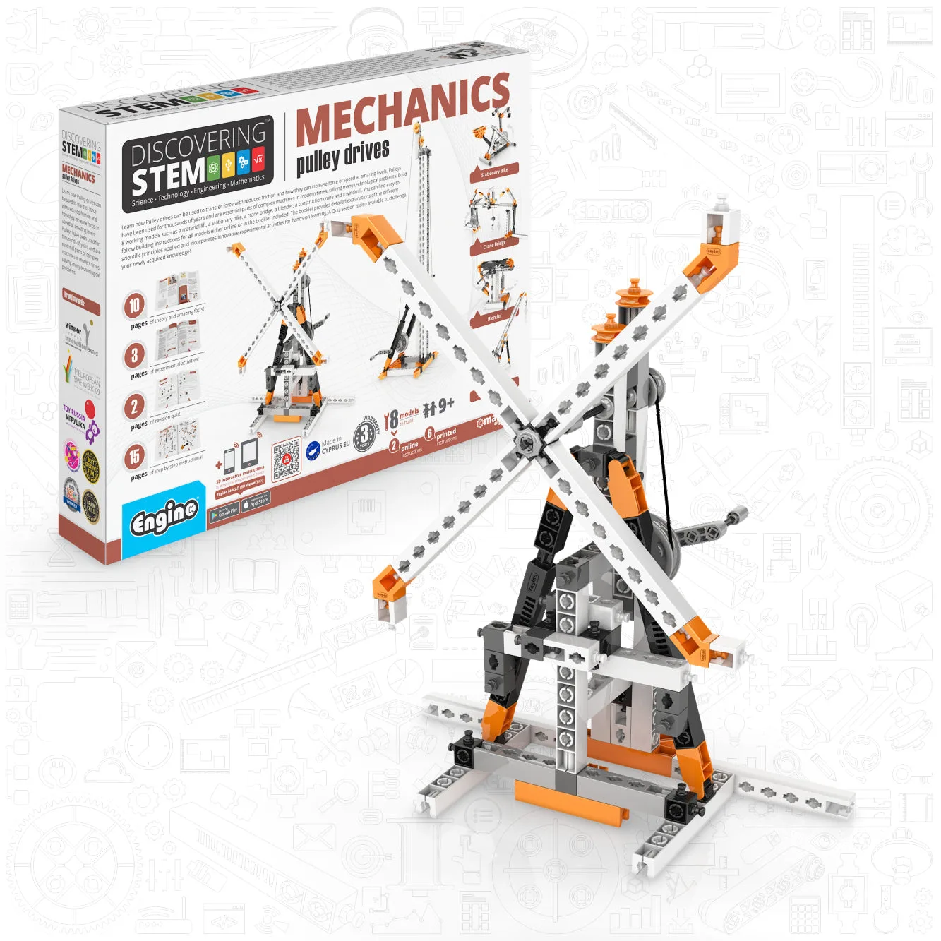 إنجينو اكتشاف STEM ميكانيكا البكرات: ألعاب بناء للأطفال 9+ (8 نماذج)