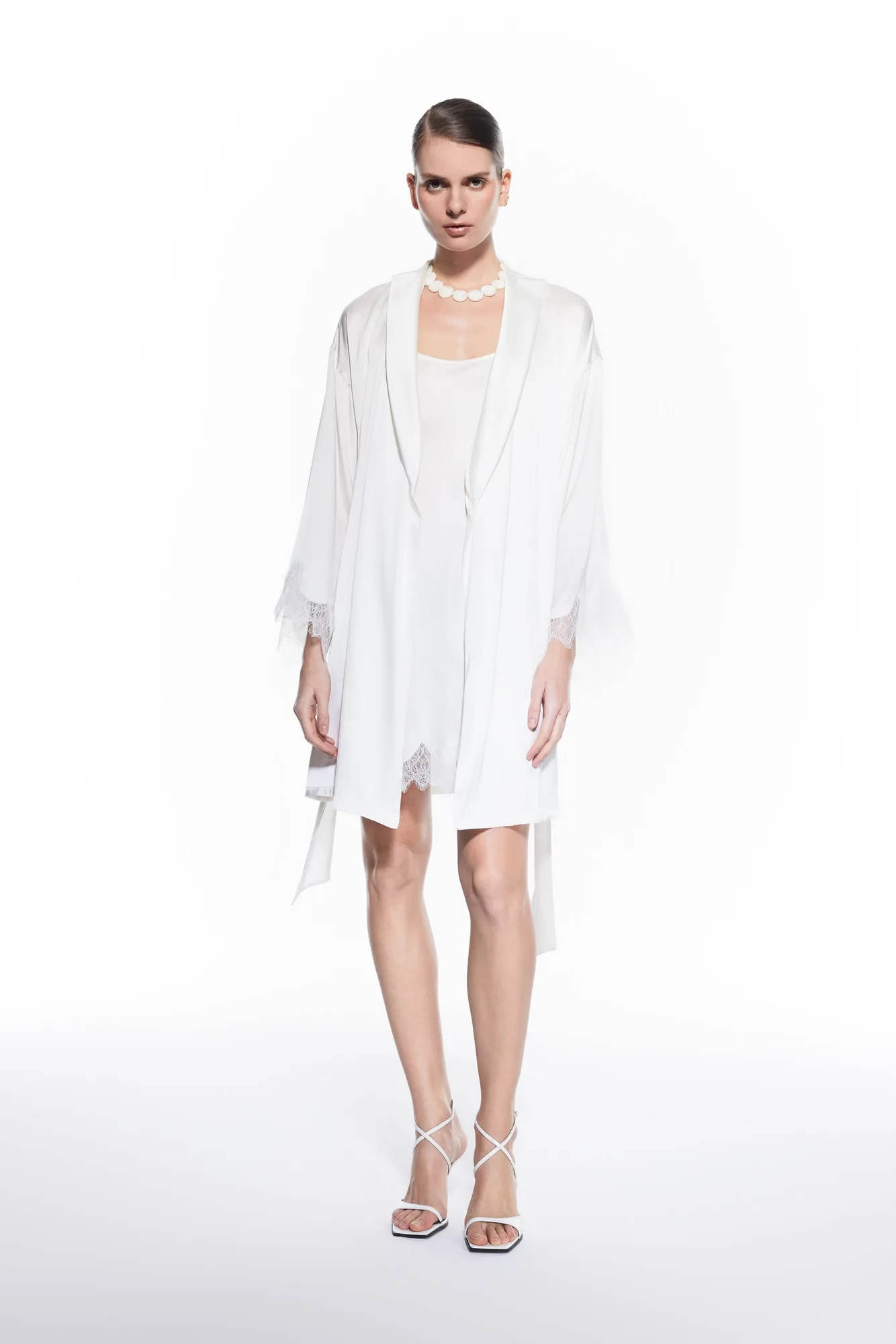 Verita Silk Robe Bridal White