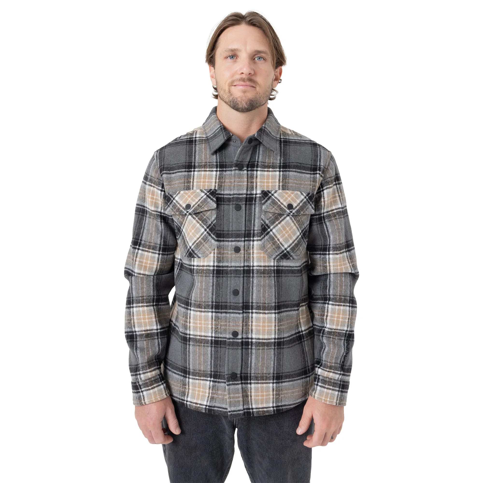 Fleecejacke mit Frontreißverschluss - Grau meliert