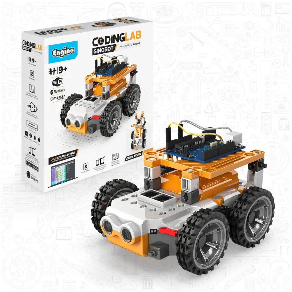 엔지노 코딩 랩- GinoBot STEM 로봇 장난감, 9세+ (로봇 2개 조립)