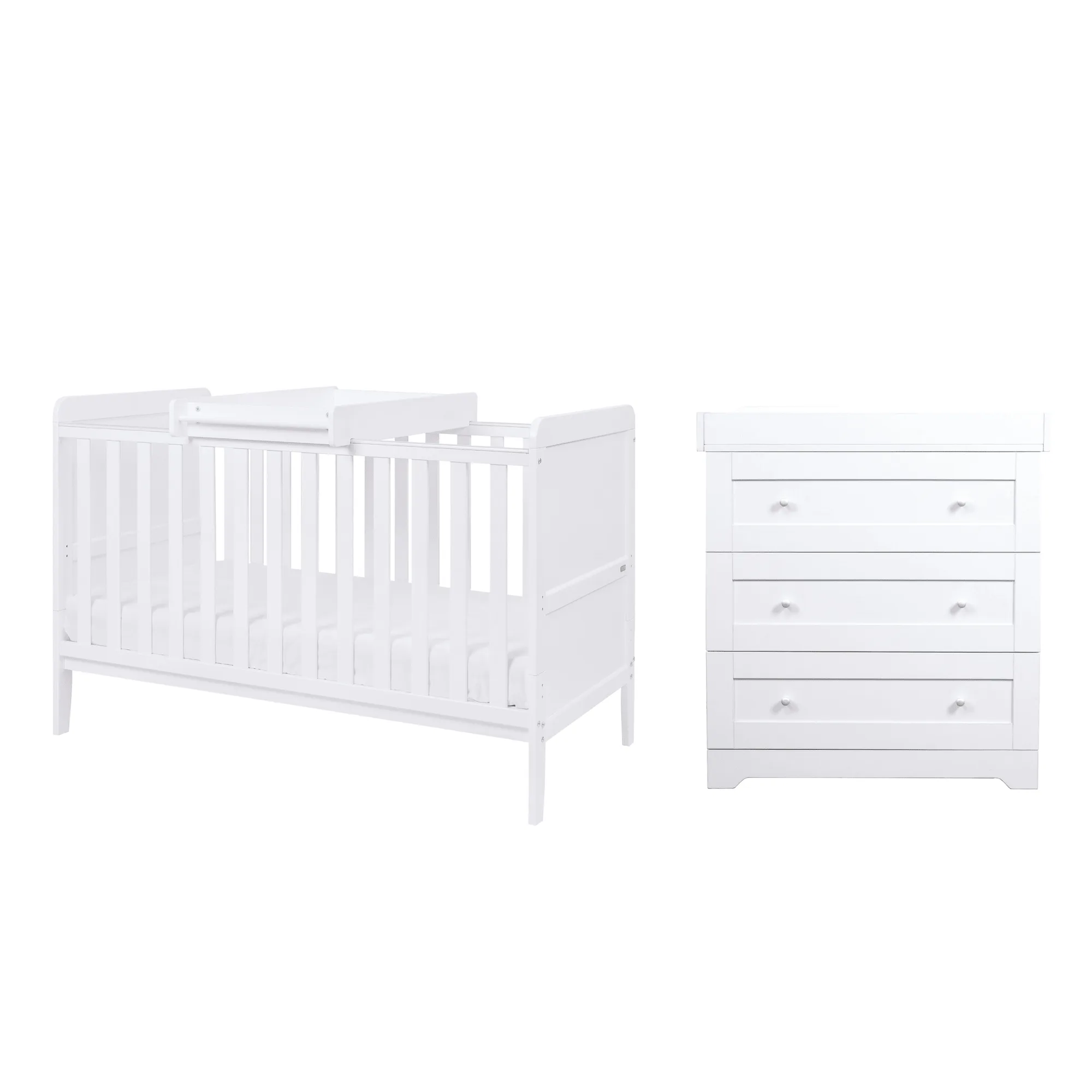 Tutti Bambini Rio Ensemble de Chambre Bébé 2 Pièces avec Lit Bébé, Table à Langer et Commode - Blanc