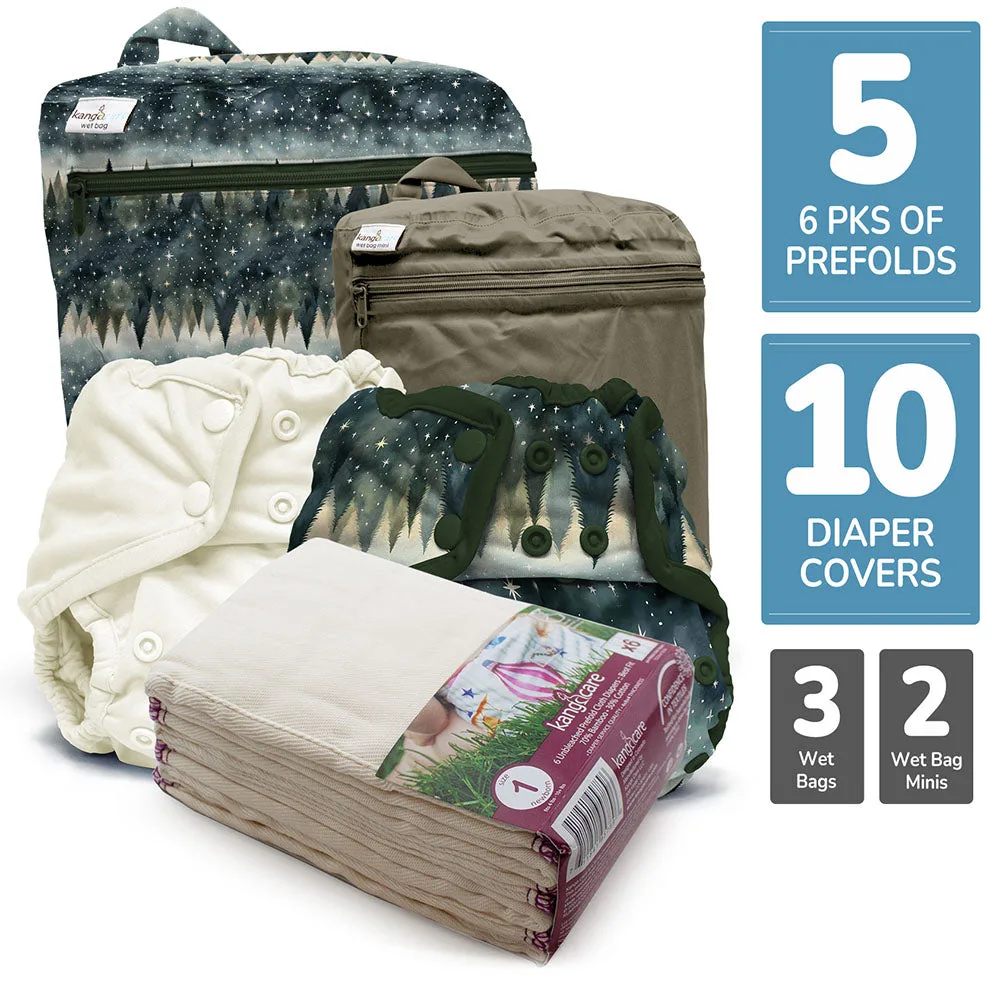 Retro Super - One Size Prefold Cloth Diaper Bundle