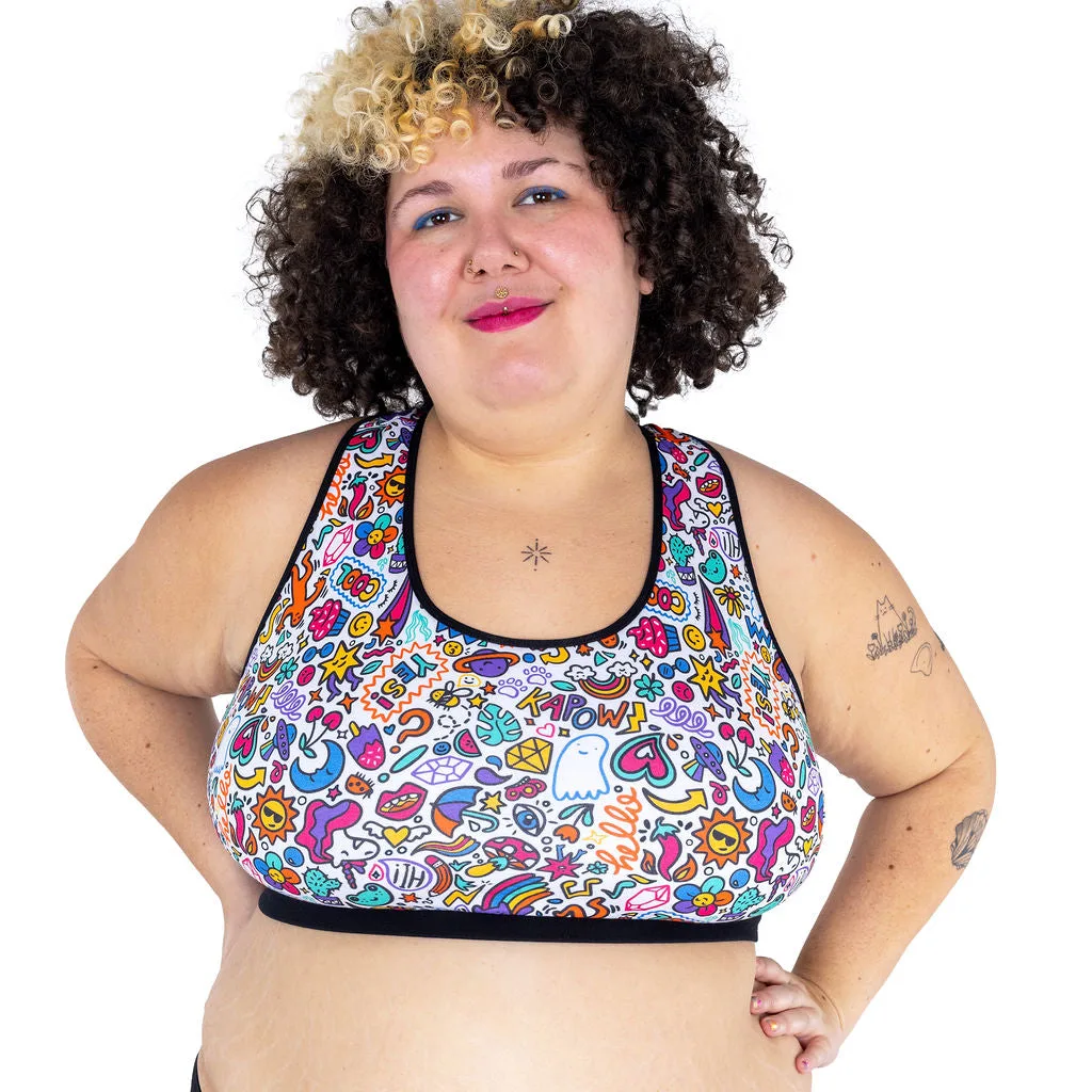 Racerback Bralette - Doodles ***