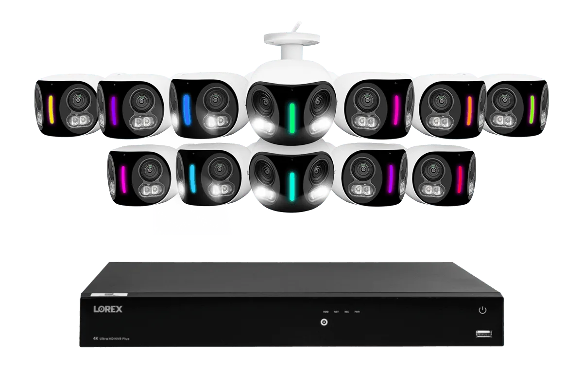 Lorex Fusion Series 4K 16 Camera Capable (Wired or Fusion Wi-Fi) 4TB Wired NVR System with H20 IP Dual Lens Cameras