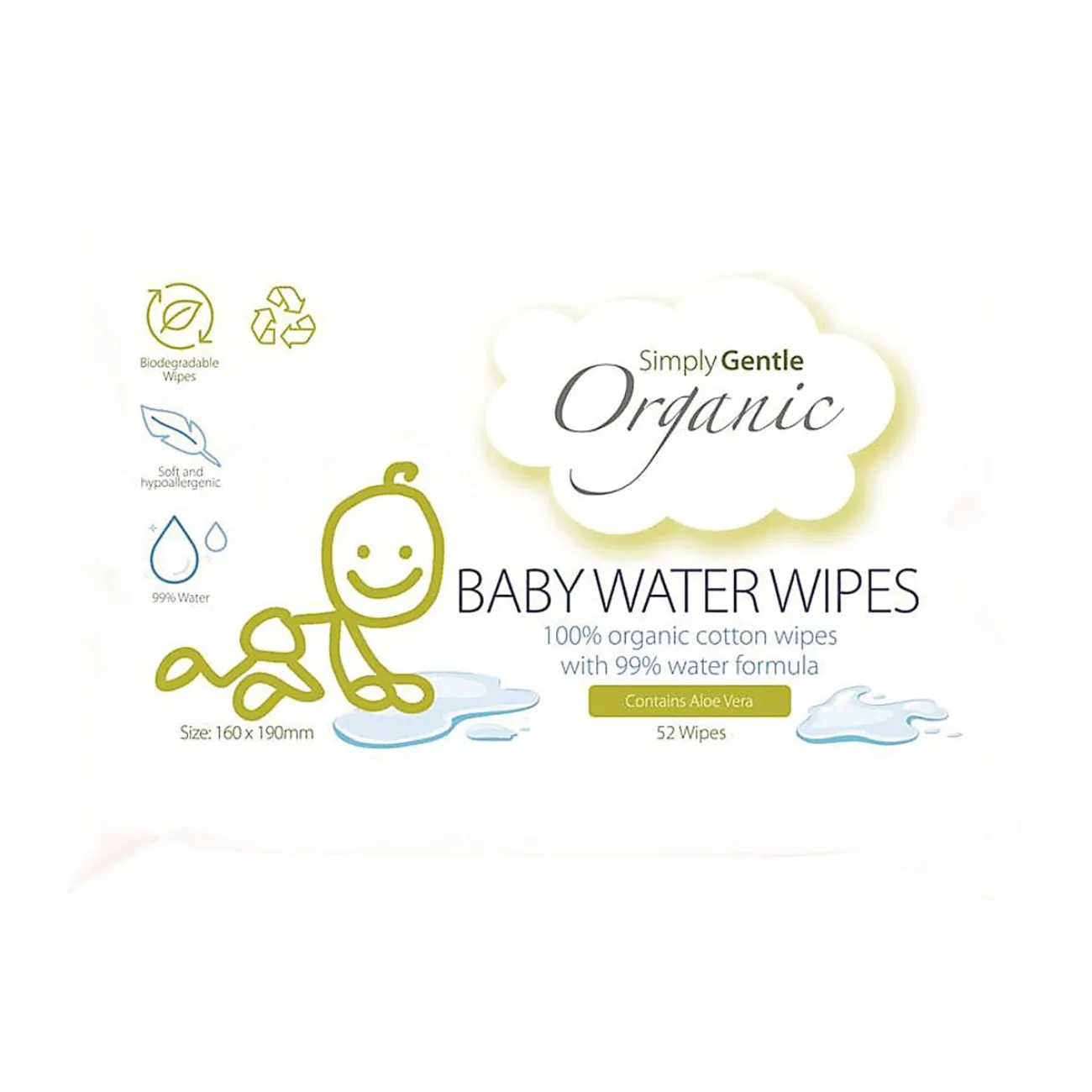 Organic Baby Wipes 52's