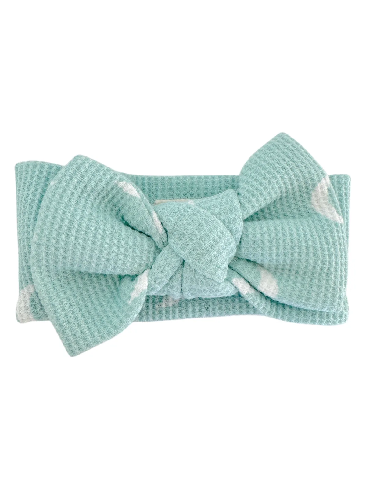 Organic Waffle Knot Bow, Light Blue Moon