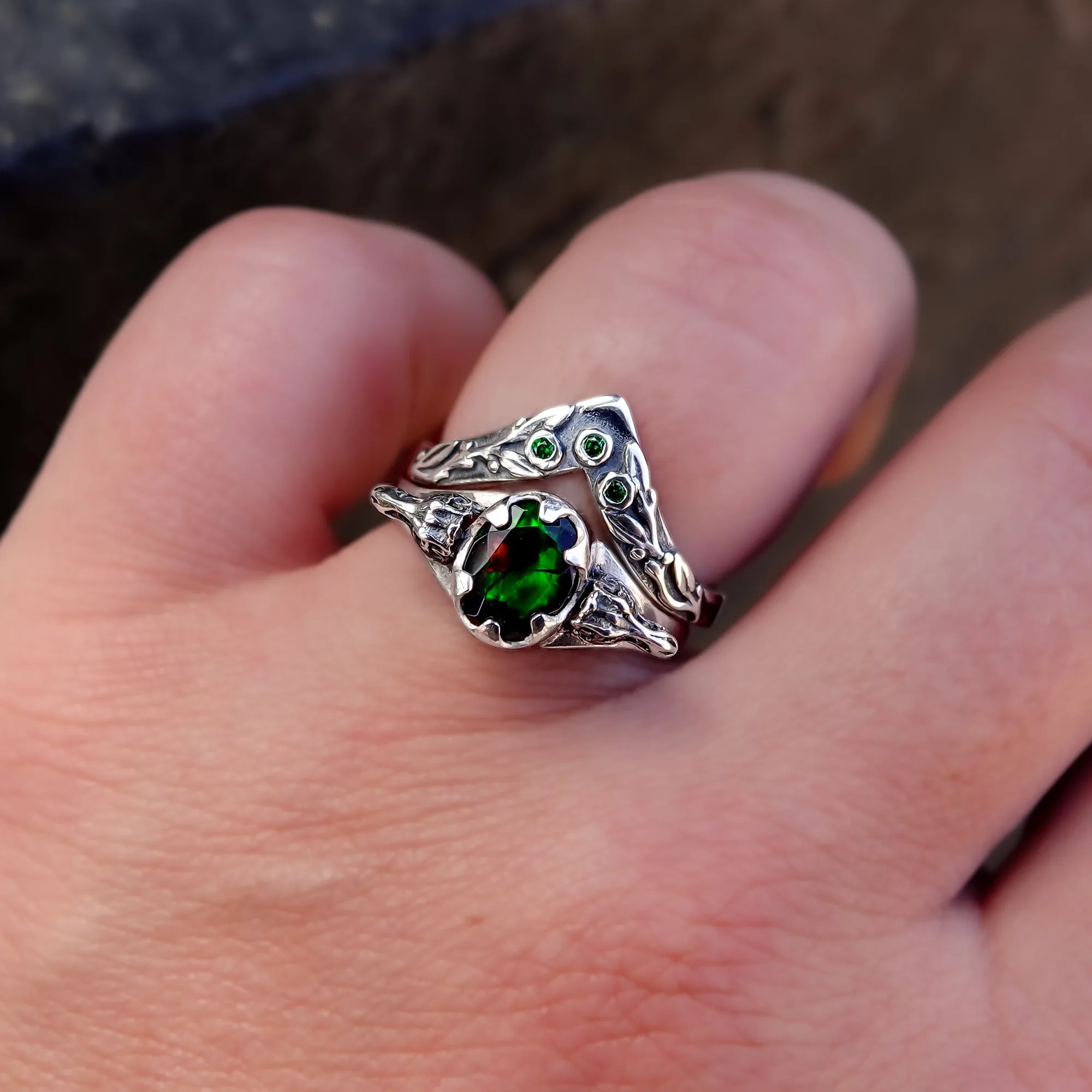Gothic Dark Side Jewelry: Ethereal Green vs Bone Heart
