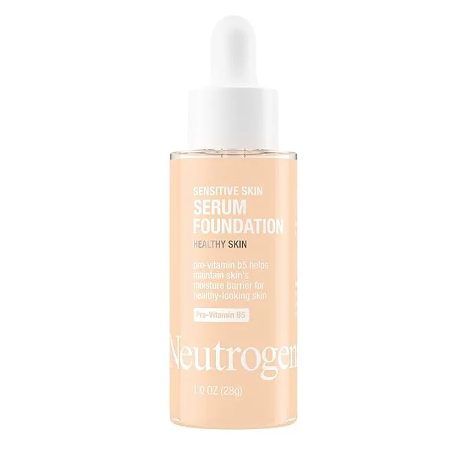 Neutrogena Healthy Skin Sensitive Skin Serum Foundation with Pro-Vitamin B5, Color Correcting & Pore Minimizing Liquid Foundation & Face Serum, Buildable Coverage, Light 01, 1 oz