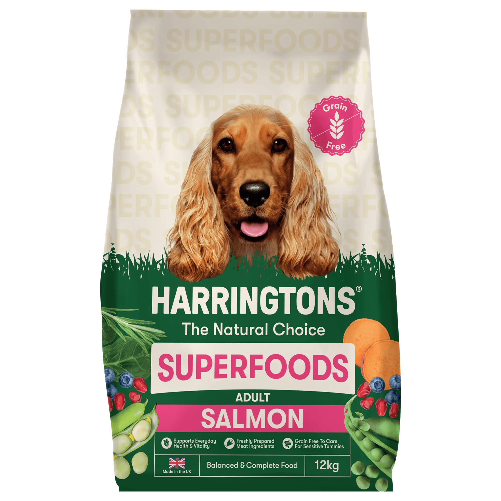 Harringtons Superfoods Grain-Free Dry Adult Dog Food Salmon & Vegetables 12kg