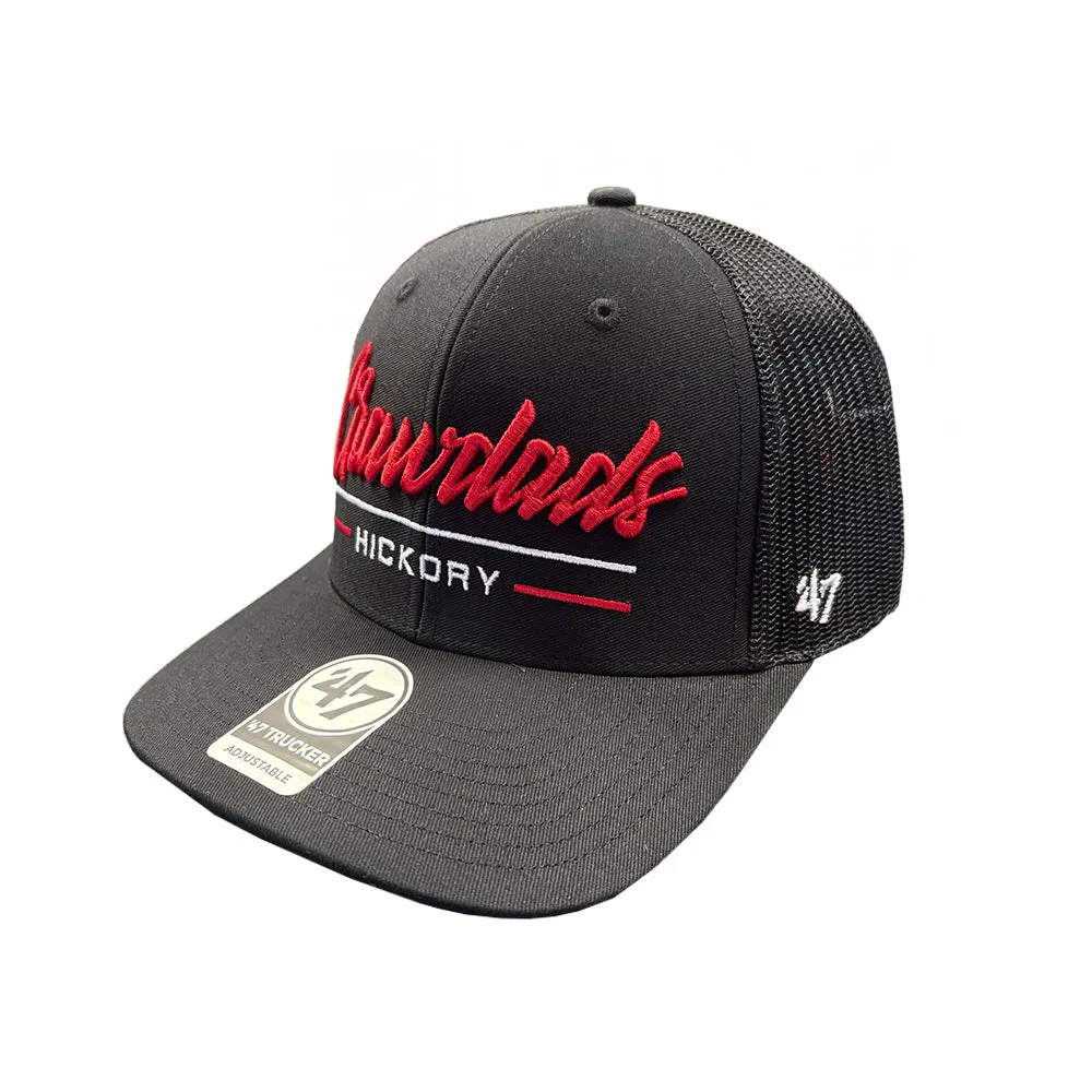 Hickory Crawdads '47 Black Garner Trucker Adjustable Cap