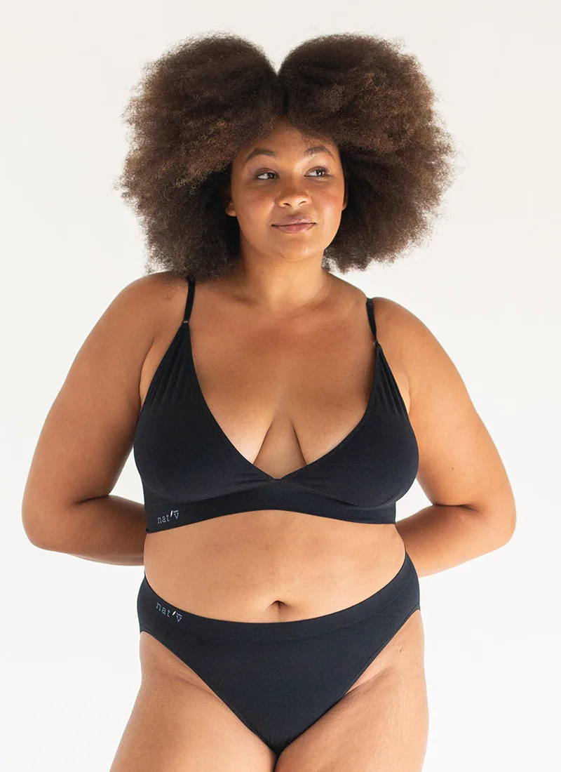 V-Crop Modal Bralette ohne Bügel – Schwarz