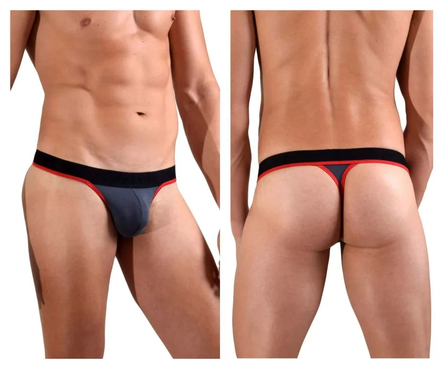 Doreanse Men's Underwear 1012-CHR Borderline Thongs Color Charcoal