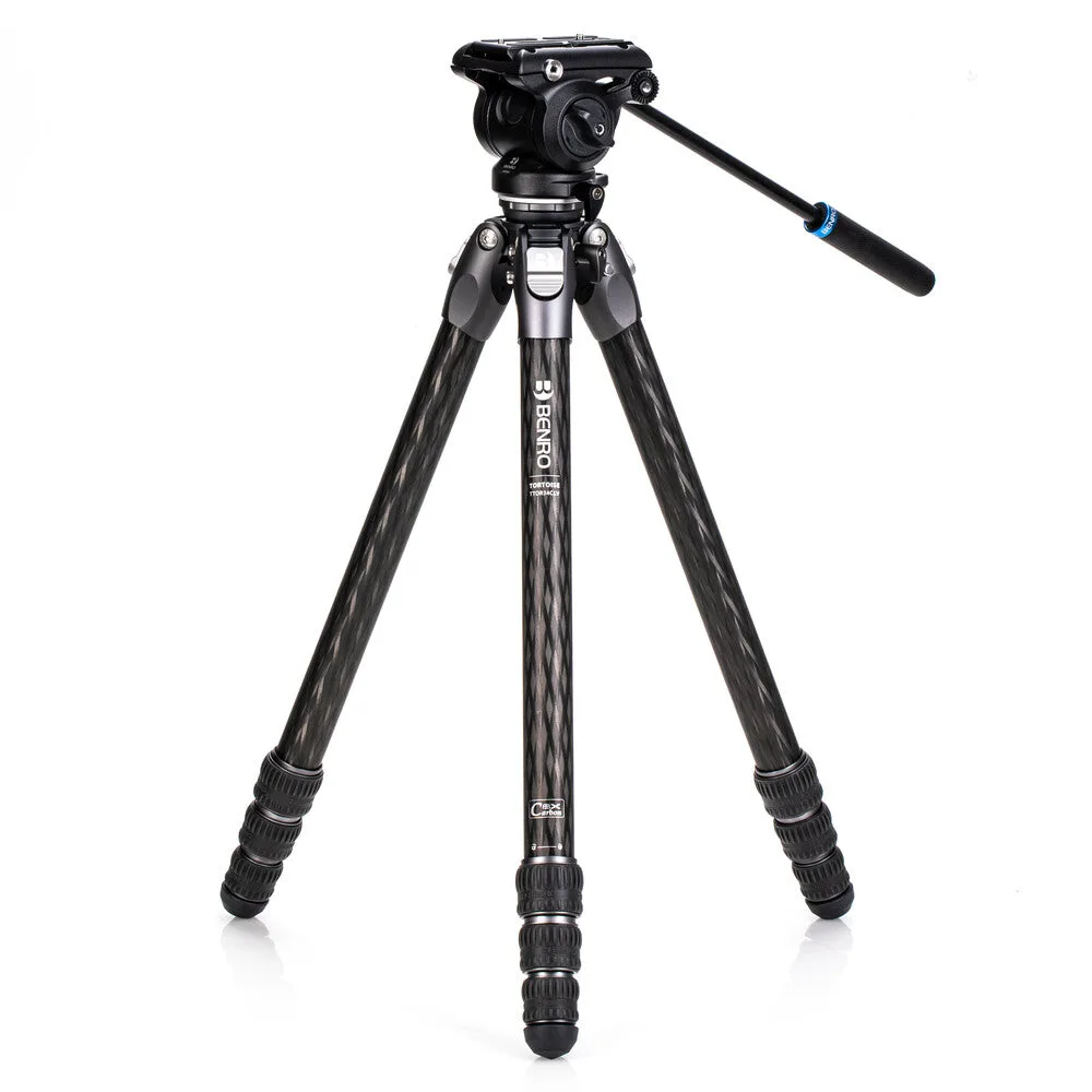 Benro Tortoise 34CLV Carbon Fibre Series 3 Columnless Tripod with Leveling Base and S4PRO Video Head