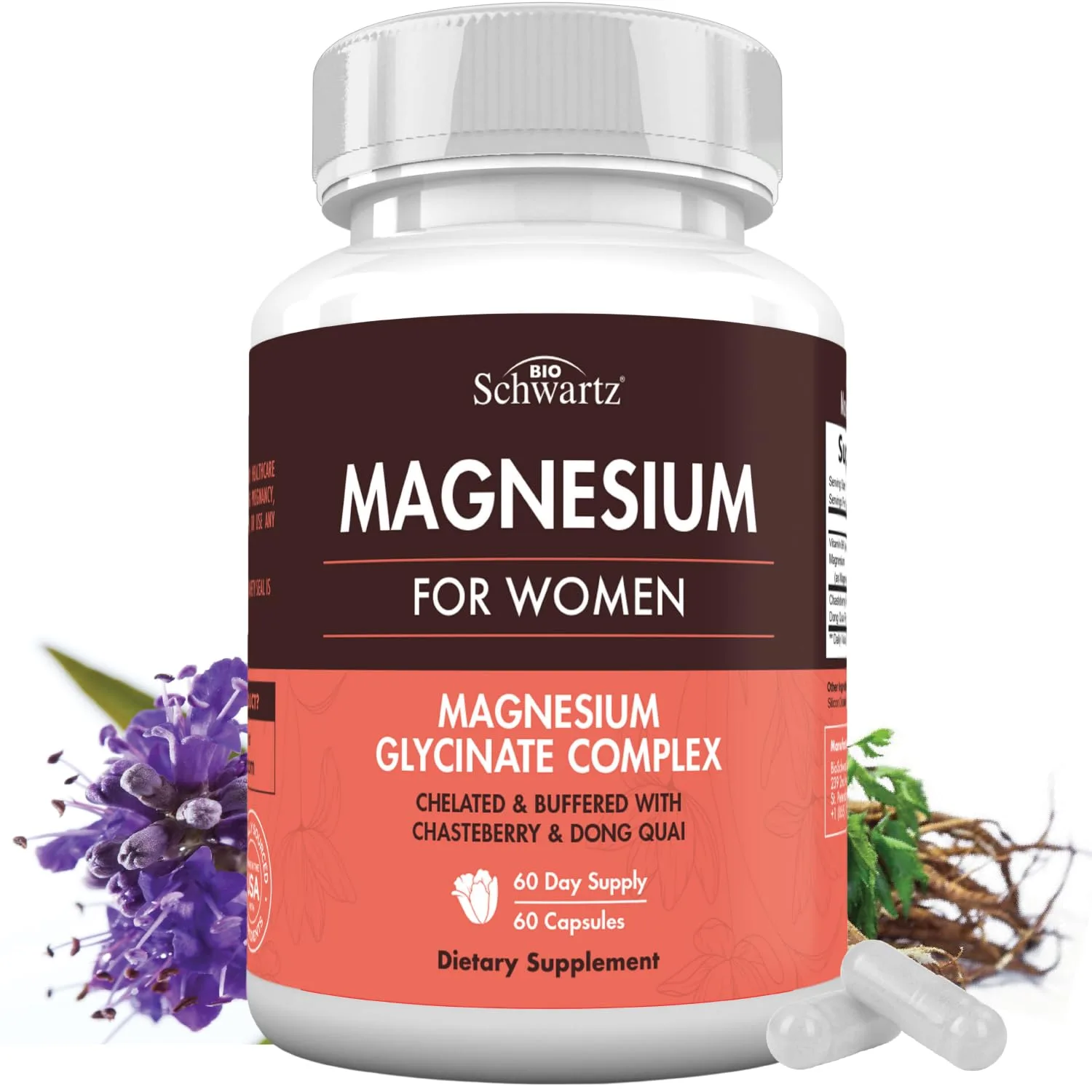 Magnesium Capsules for Women, 60ct