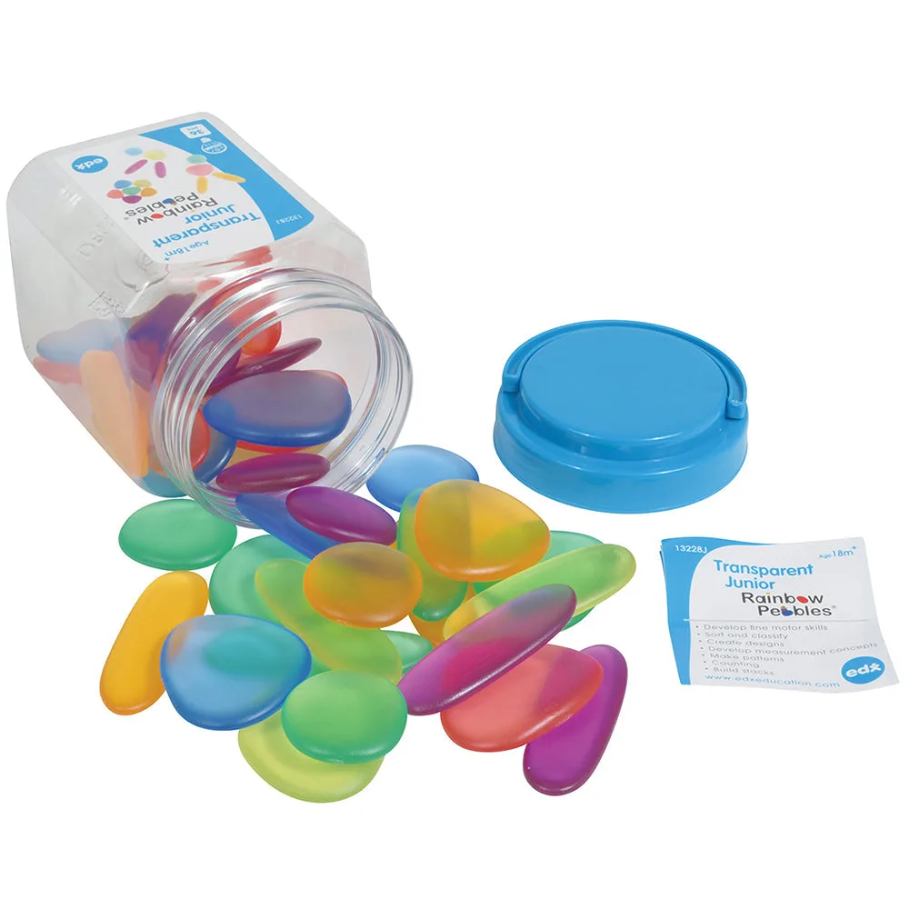 Translucent Rainbow Pebbles | Stacking, Sorting, and Color 36-Piece Play Set