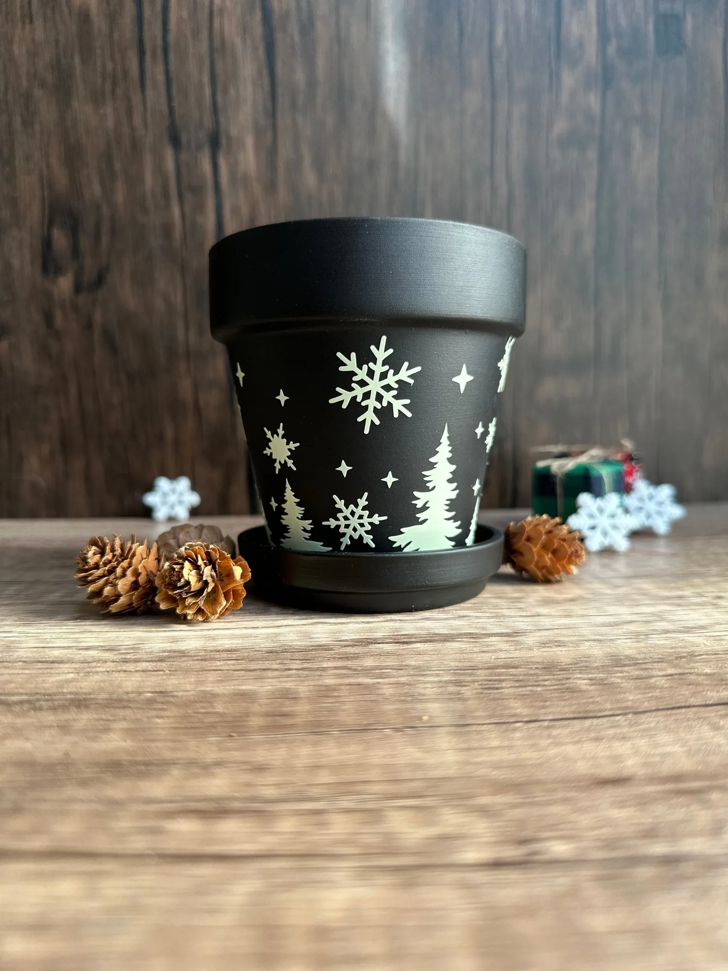 Pot flocon de neige du solstice d'hiver (lueur dans le noir)