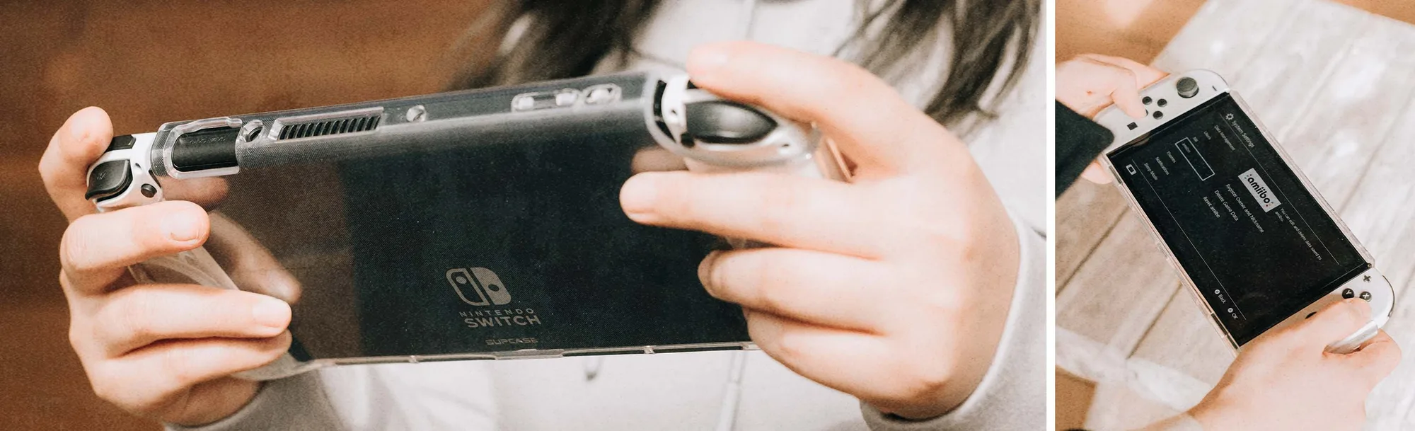 Nintendo Switch OLED -kirkas grip-kuori: istuvuus ja suojaus