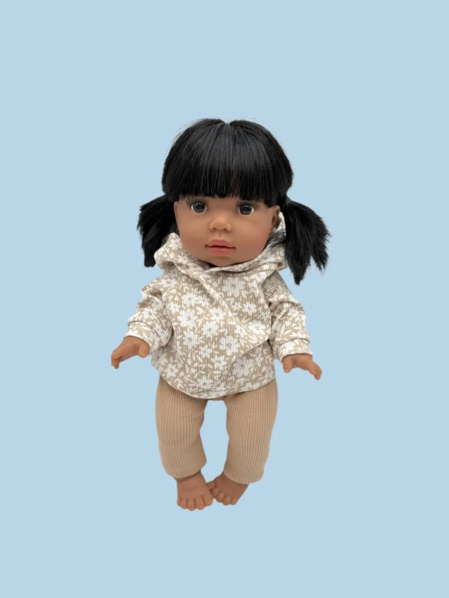 Doll Clothes | Hoodie Set - Garden Blossoms (11" - 14" dolls)