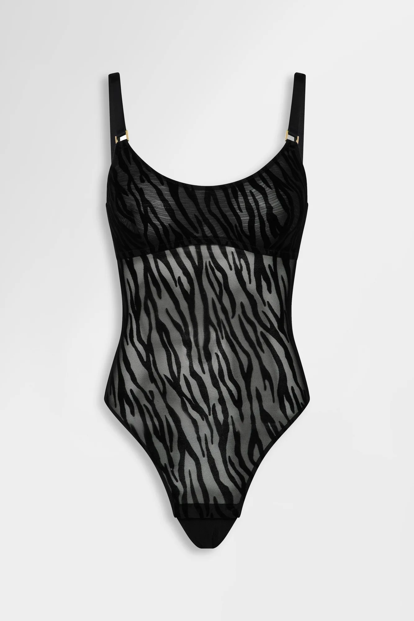 Body zébré Nieve en mesh noir