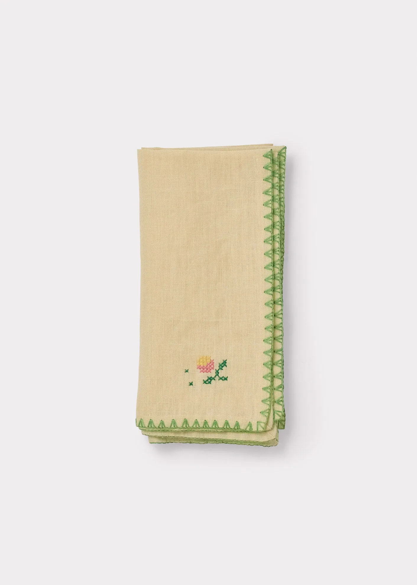 LINEN EMBROIDERED NAPKINS (SET OF TWO) - FLORAL