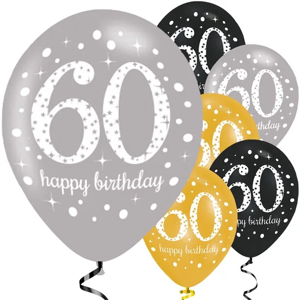 Funkelnde 60. Geburtstags-Luftballons, 11 Zoll Latex (6 Stück)