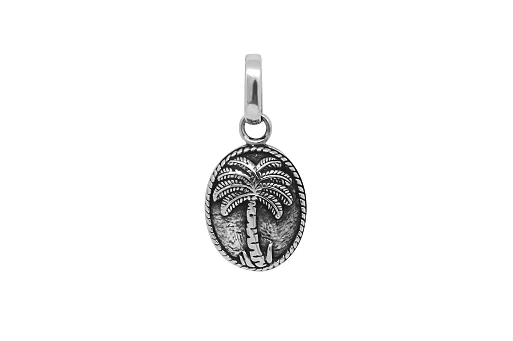 Men's Silver Pendant: Sparrow vs Palm Tree