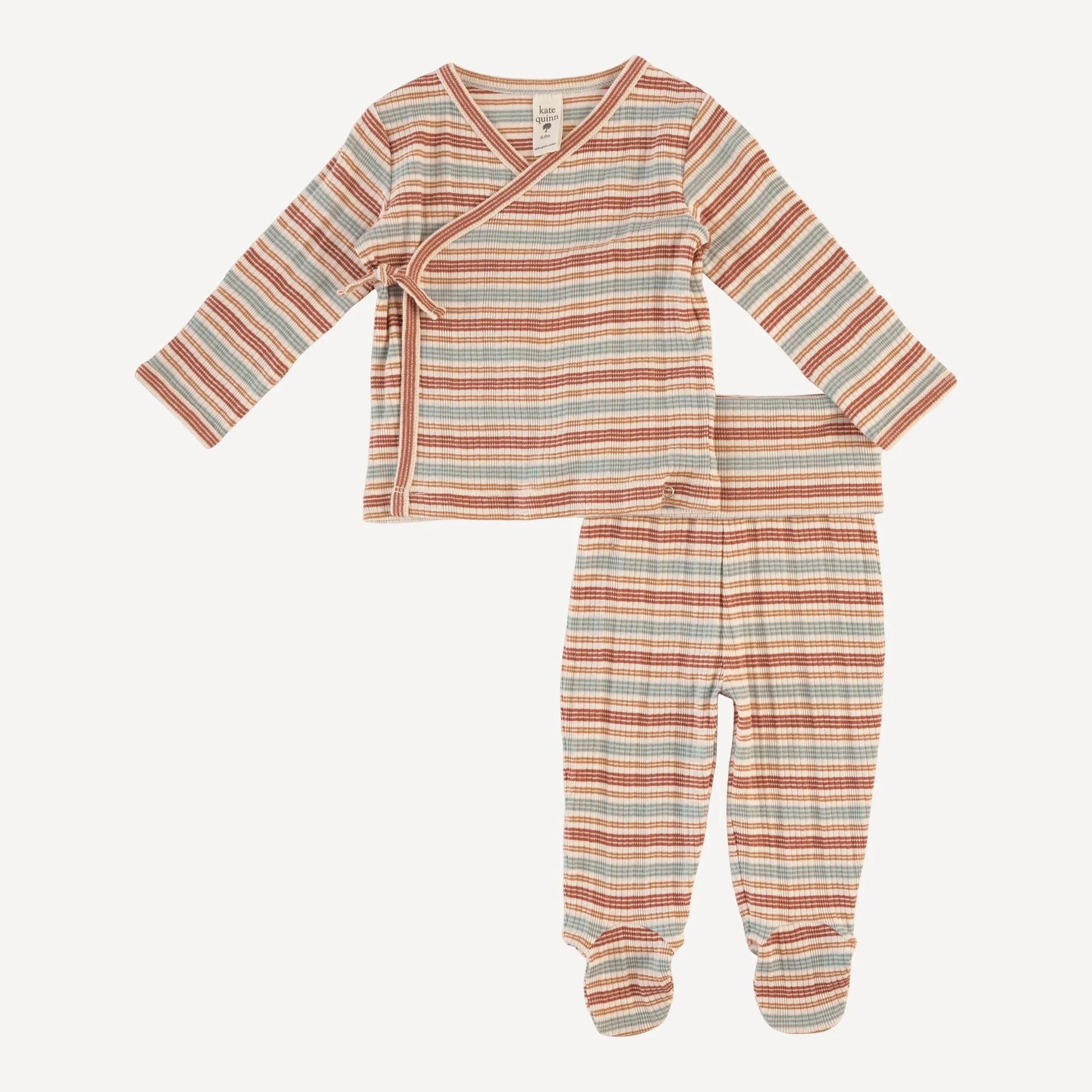 Butterum Leaf Multi Stripe Wrap Layetteセットの重ね着方法