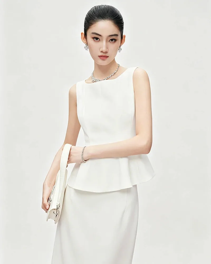 Triacetate Silk Lined Peplum Tank Top