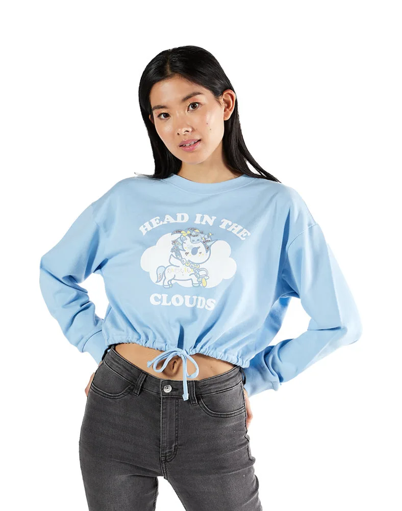 Cropped sweatshirt met wolken