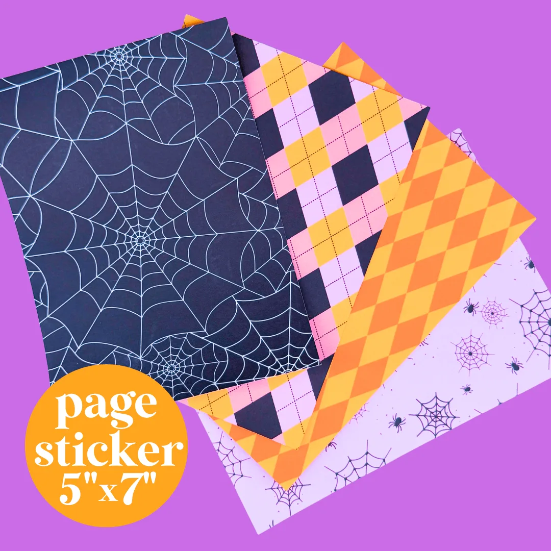 Autocollant papier journaling - Autocollants de fond pleine page 5x7 (Halloween)