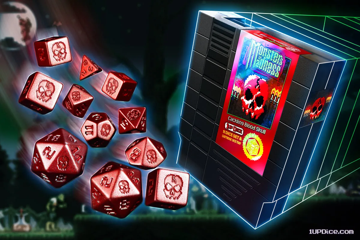 مجموعة متعدد السطوح 1UP-Dice Cackling Blood Skull