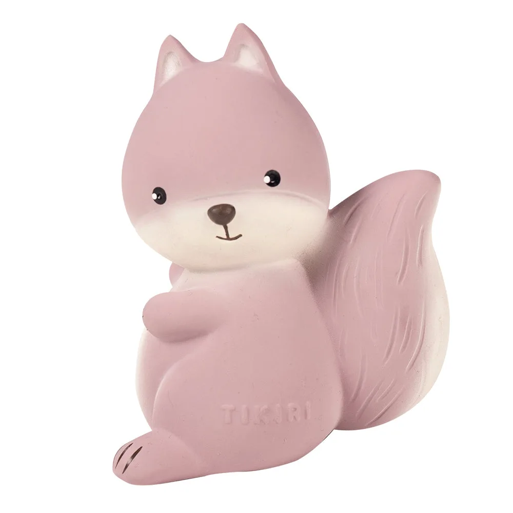 Squirrel Natural Rubber Teether, Rattle & Bath Toy
