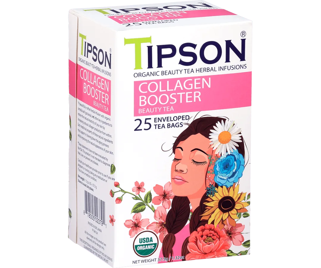Økologisk skønhedste med kollagen-booster - 25 teposer med indpakning