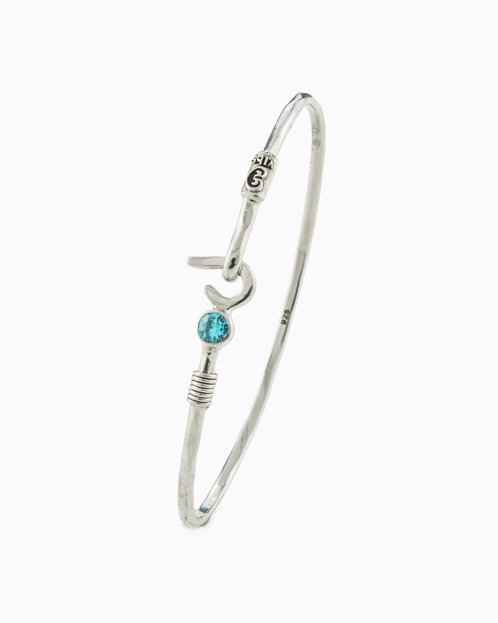 St. John Hook Armband mit Stein, 2 mm - Blauer Zirkon