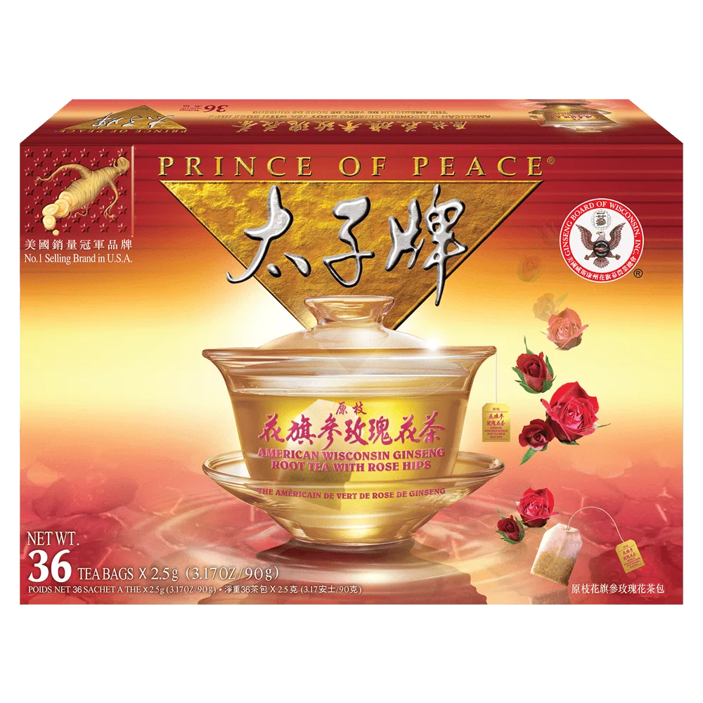 Prince of Peace American Ginseng Rose Tea, 36 tea bags