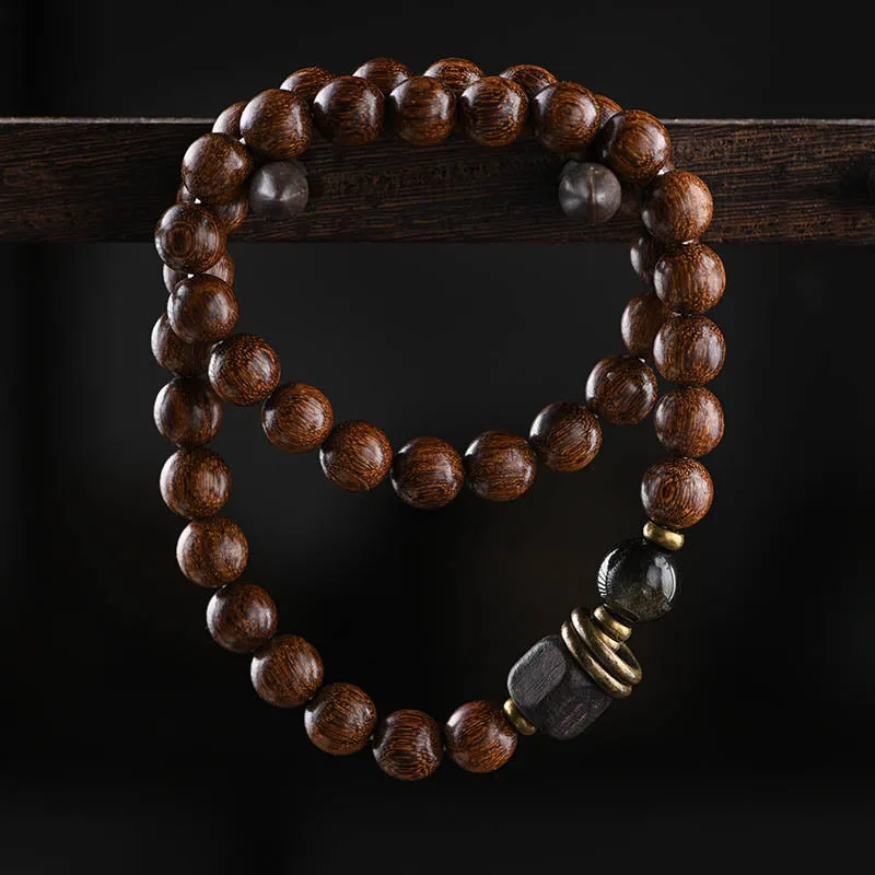 Gouden Zijde Sandelhout Mala Kralen Boeddhistische Armband