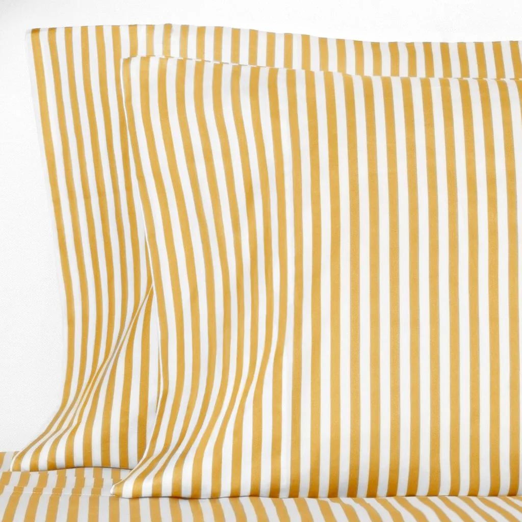 Par de fundas de almohada de rayas ocre