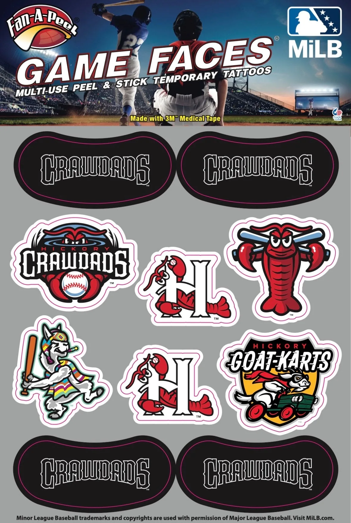 Hickory Crawdads Spellen Gezichten Combo-pakket