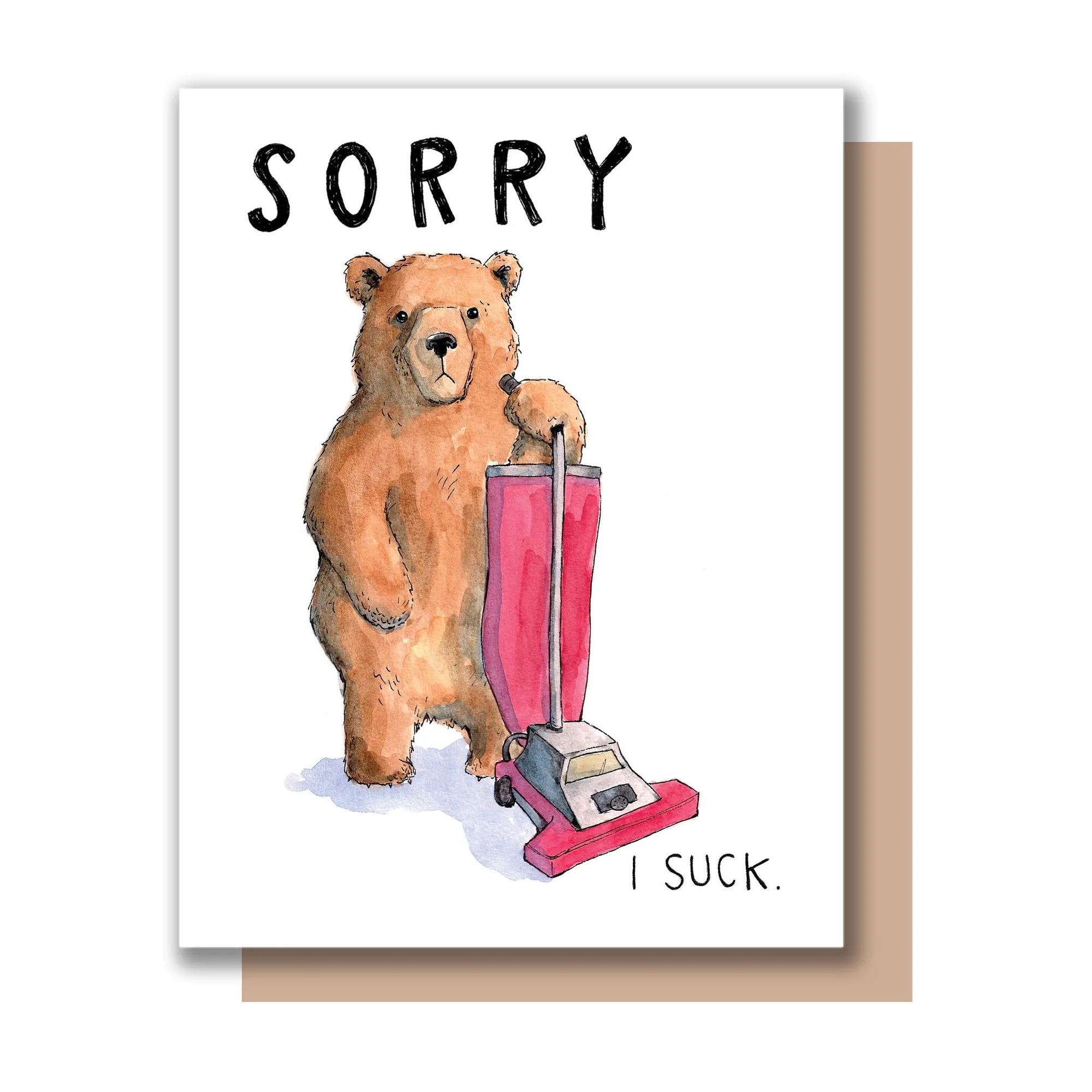 面白い謝罪カードのアイデア:Bear Vacuum Sorryカードに書くこと