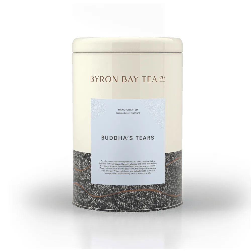 Leere etikettierte Dose Buddhas Tränen