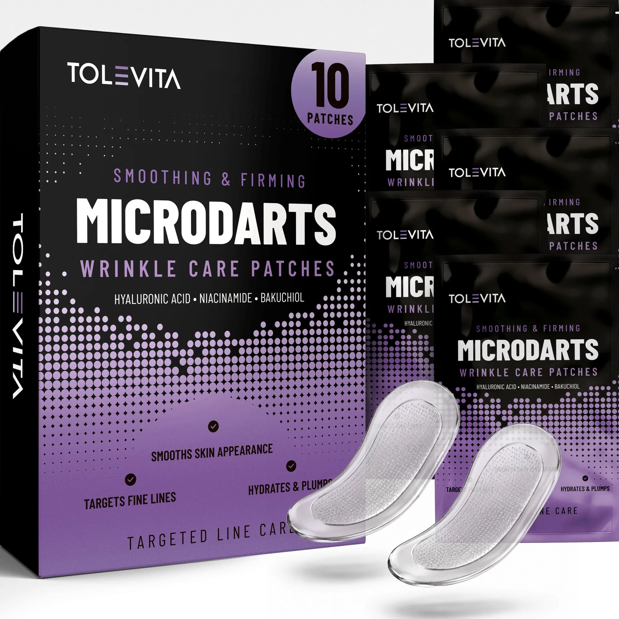 Microdarts Rynkeplastre, Udglattende & Strammende Plastre med Bakuchiol, Hyaluronsyre & Niacinamid, 10 Plastre