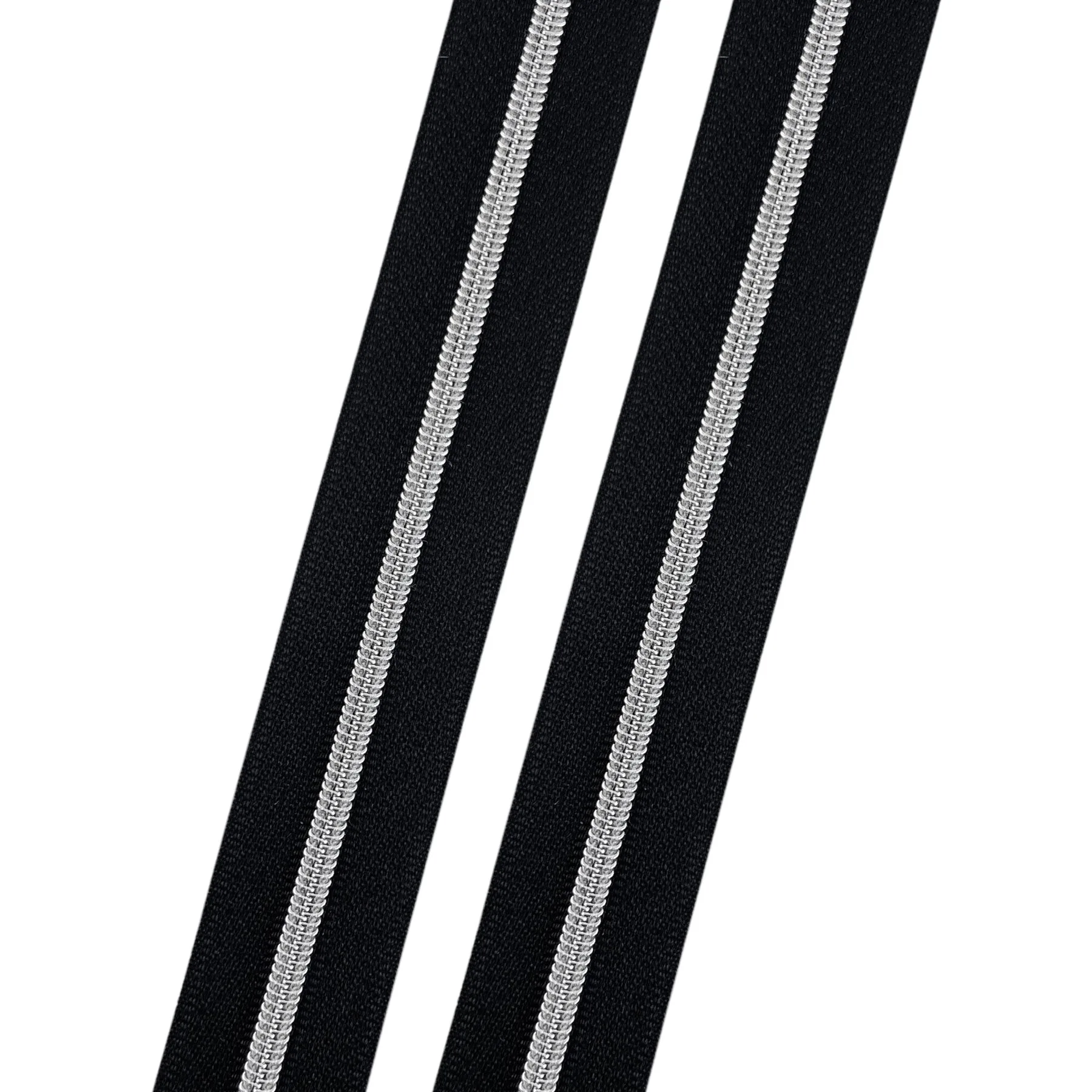 Black - #3 Silver Nylon Coil Zipper Tape