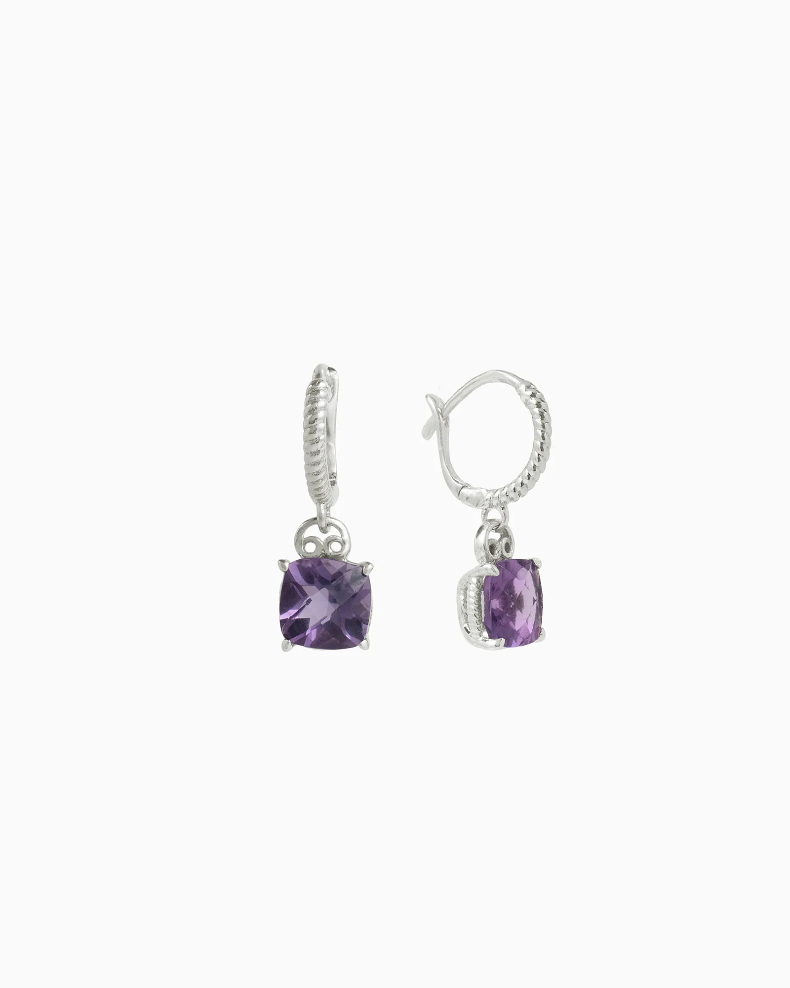 Gemstone Drop Huggie - Amethyst