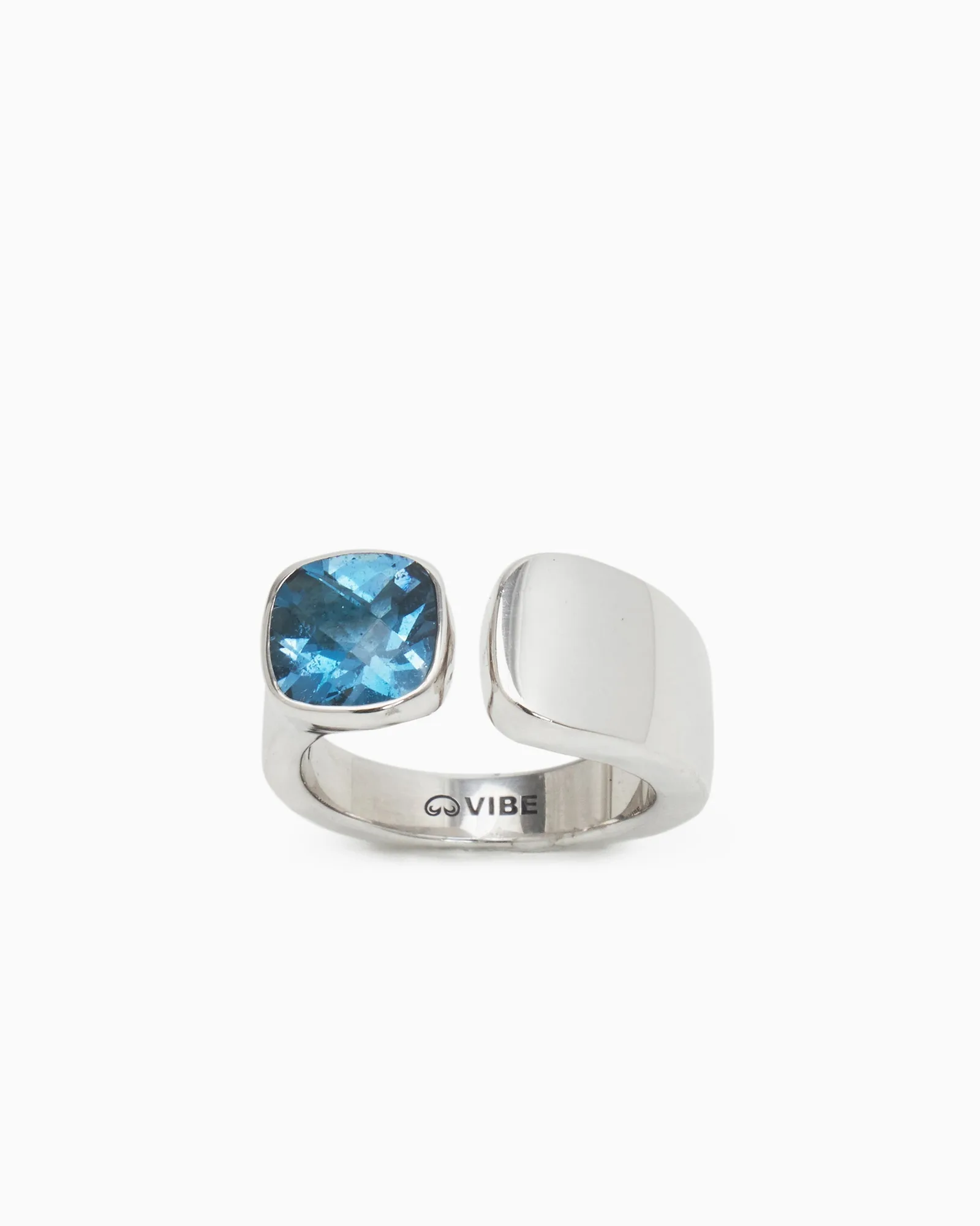 Anillo Open Band con piedra - London Blue Topaz