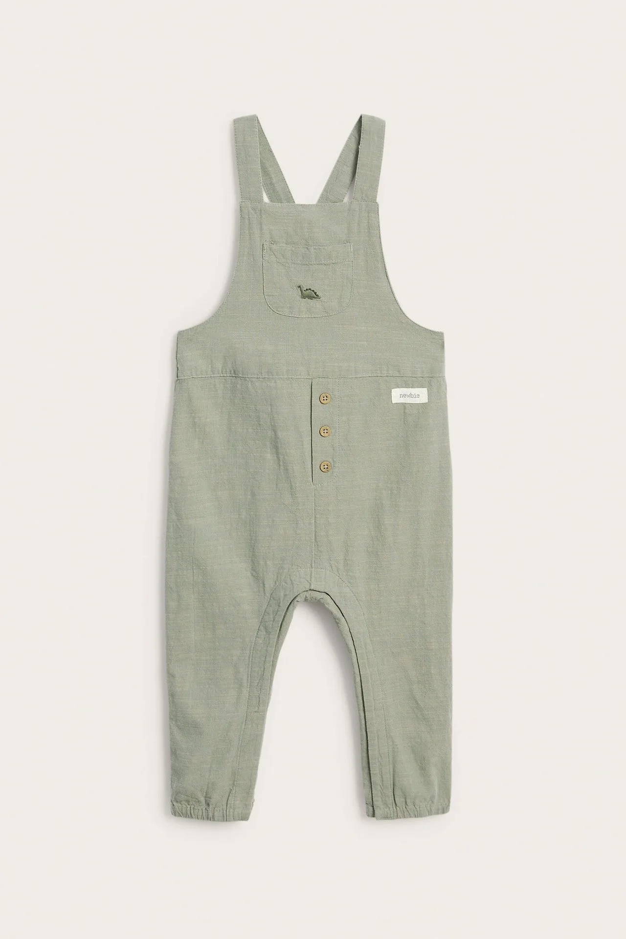 Baby green dinosaur dungarees
