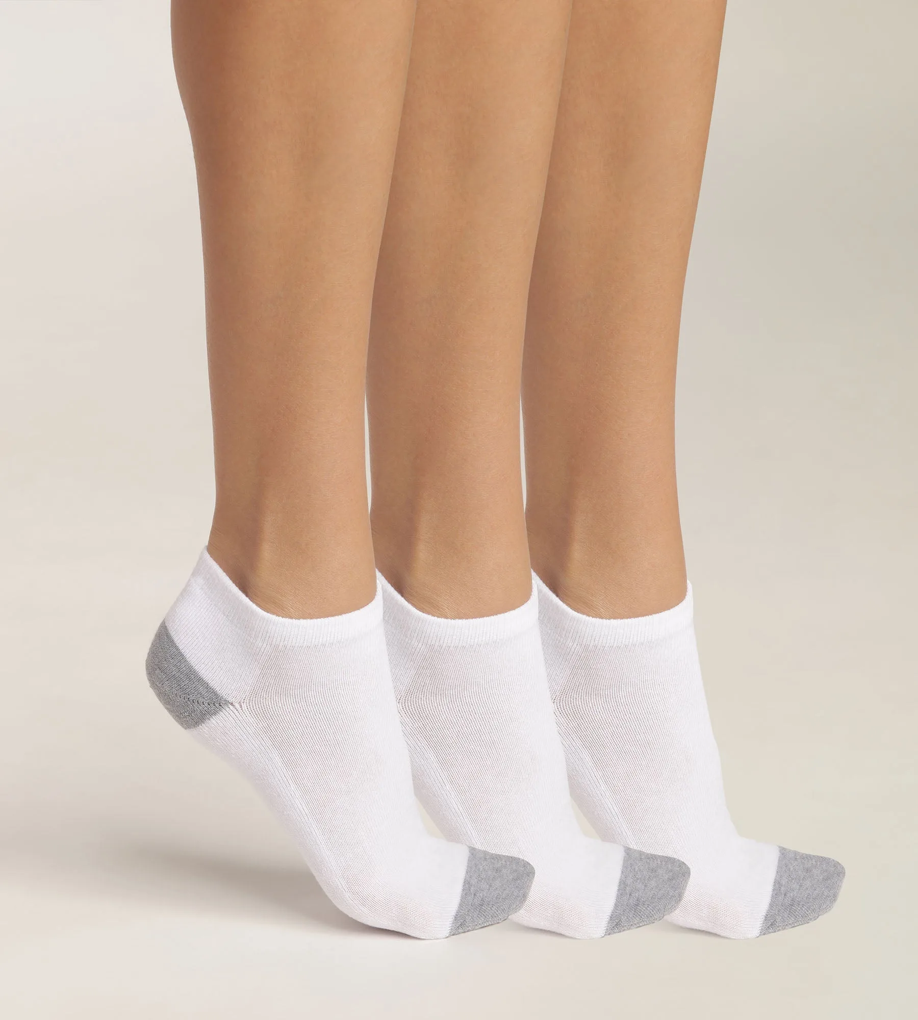 Lot de 3 paires de socquettes femme en coton Blanc Gris EcoDim Sport