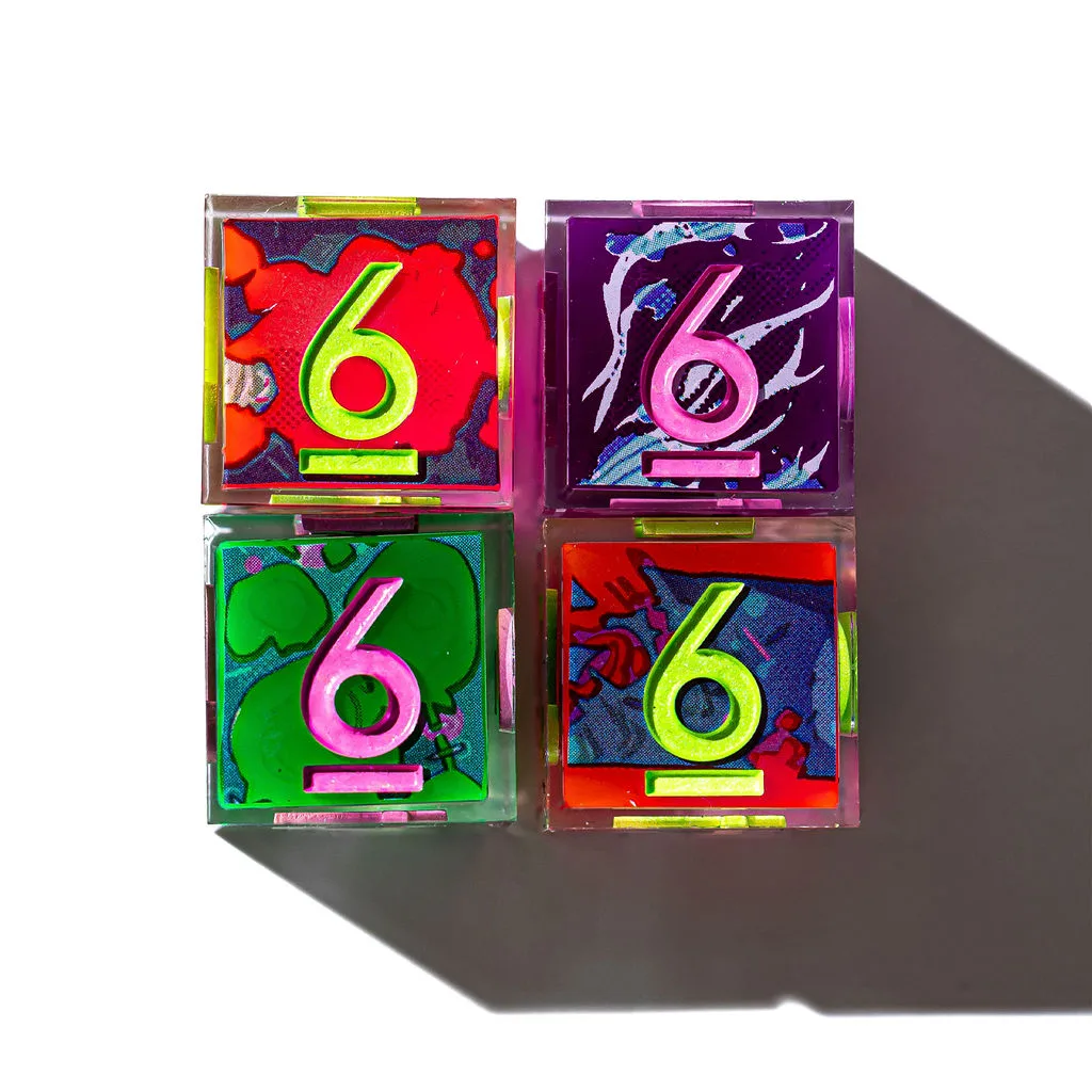 Dispel x Eat the Reich "Neon Rot" 4-Piece Iconic D6 Dice Set