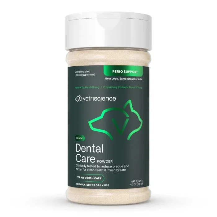 VetriScience Perio Dental Care Powder Clinically Tested Breath & Plaque Control Supplement for Dogs & Cats