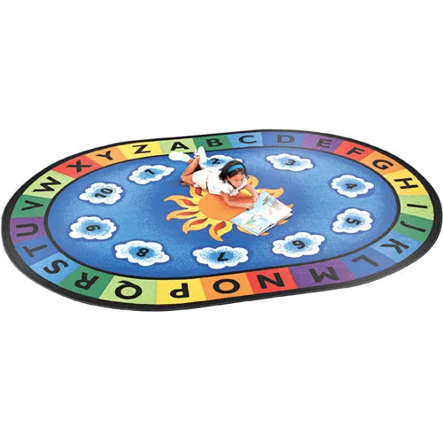 Sunny Day Learning Rug | Colorful Oval Carpet with Letters & Numbers